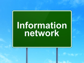 Information concept: Information Network on road sign background