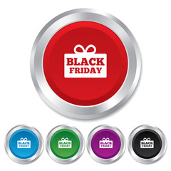 Black friday gift sign icon. Sale symbol.