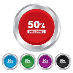 50 percent discount sign icon. Sale symbol.