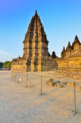 Naklejka premium Evening view on the Prombanan complex in Yogjakarta in Java, Ind