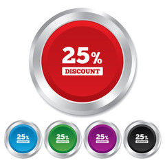 25 percent discount sign icon. Sale symbol.