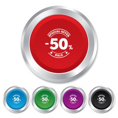 50 percent discount sign icon. Sale symbol.