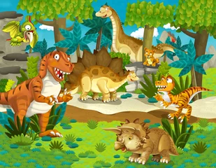 Door stickers Dinosaurs The dinosaur land - illustration for the children
