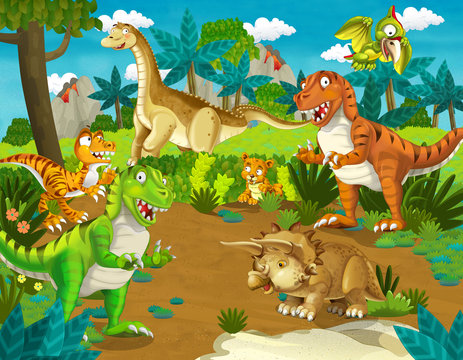 The dinosaur land - illustration for the children