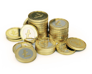 Golden Litecoin digital currency coin.