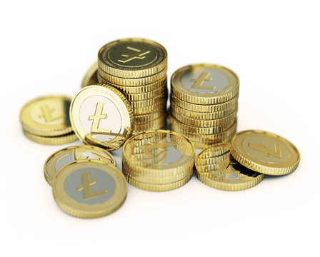 Golden Litecoin digital currency coin.