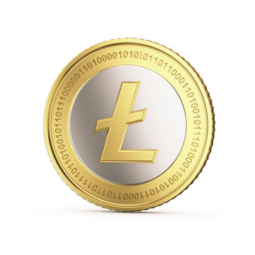 Golden Litecoin digital currency coin.