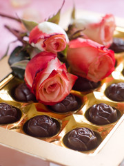 Beautiful rose and chocolate candies