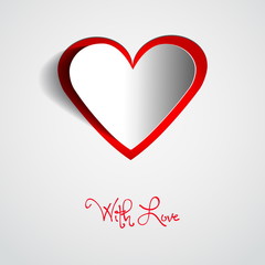 Happy Valentines Day - Red Heart Paper Sticker With Shadow - vec