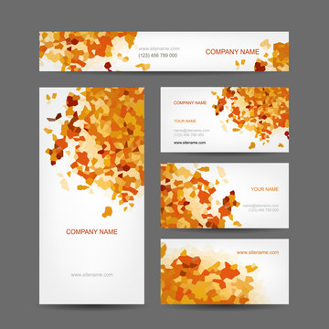 Set of creative business cards design, abstract autumn style