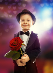 Little boy with rose