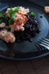 black rice with shrimps