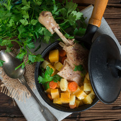 Goose - soup with red wine and thyme