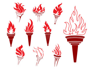 Collection of burning torches
