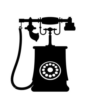 Illustration of a vintage rotary dial telephone