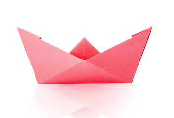 Red Origami Paper Boat