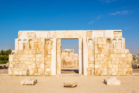The Monumental Gateway of Amman Citadel in Amman, Jordan.