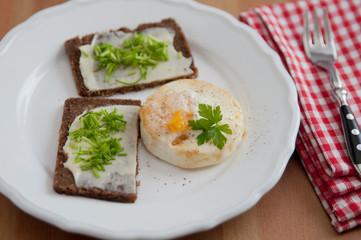 Vollkornbrot mit Schnittlauch und Ei