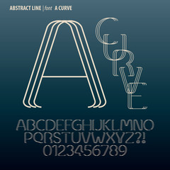 Abstract Curve Line Alphabet and Digit Vector