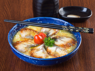 japanese cuisine. unagi or eel on the background