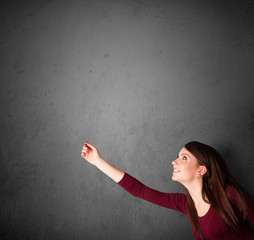 Woman gesturing with copy space