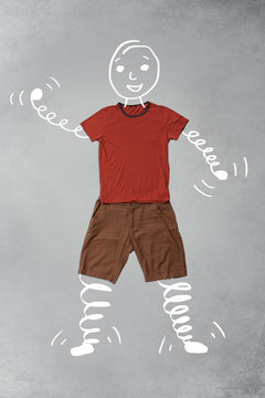Funny cartoon character in casual clothes