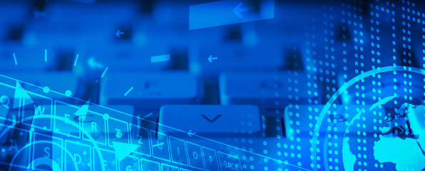 Keyboard with glowing icons