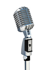 Fototapeta premium 3d Vintage silver microphone isolated on white background 