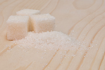 Sugar on a wooden surface
