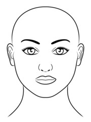 Zeichnung eines haarlosen Mädchengesichts von vorne – Vektor