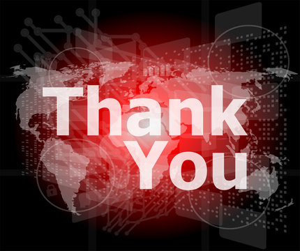The word thank you on digital screen, social concept