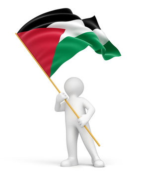 Man and Palestinian flag (clipping path included)