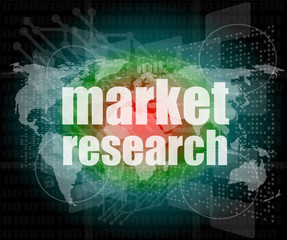market research word on touch screen, virtual technology