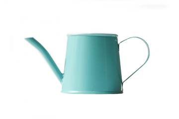 Cyan watering can mini isolated on white background