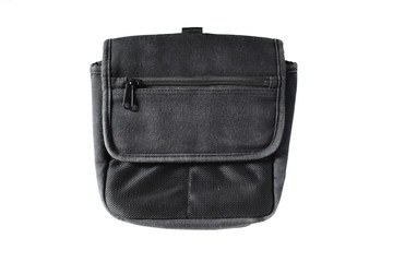 Black fabric canvas bag isolated on white background