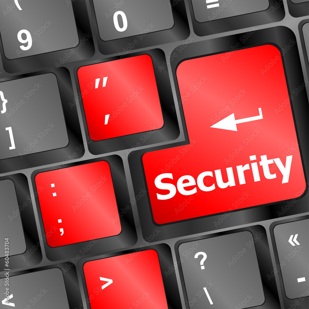 Poster security button on the keyboard key