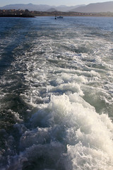 waves formed by the engine of a ship at sea