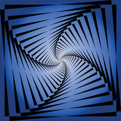 Torsion movement illusion. Abstract blue background.