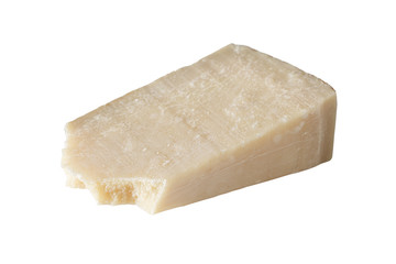 Crack cheese chunk isolated on white background