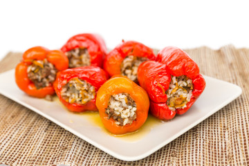 Cooked meat peppers on a plate