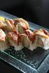 eel and avocado maki sushi