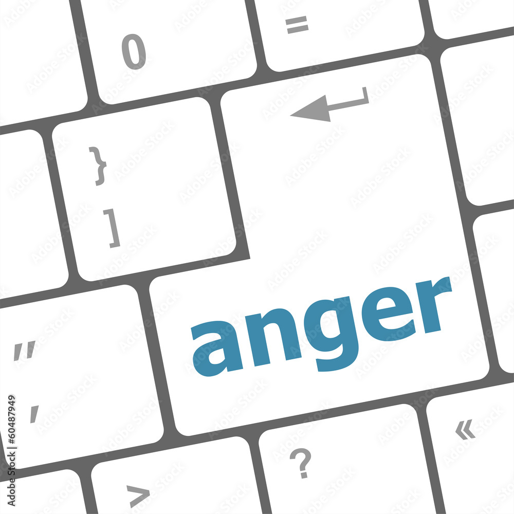 Poster anger button on modern computer keyboard key