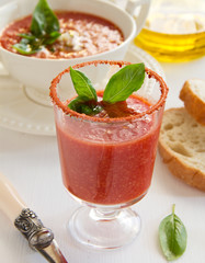 Delicious gazpacho in a bowl.