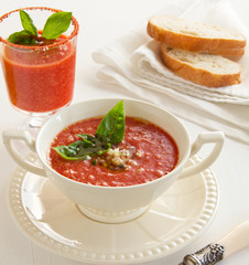 Delicious gazpacho in a bowl.