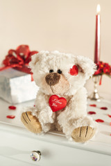 Teddy bear and gift box