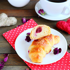 golden croissants with fillings