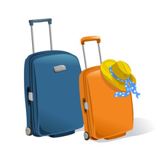 two suitcases isolated