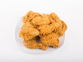 White Plate of Fried Chicken From Above