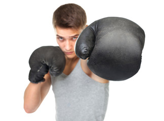 Portrait of young boxer