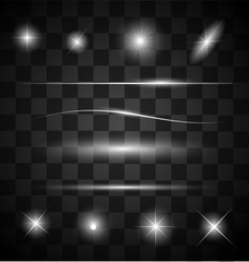 Set of different sparkling white light effects